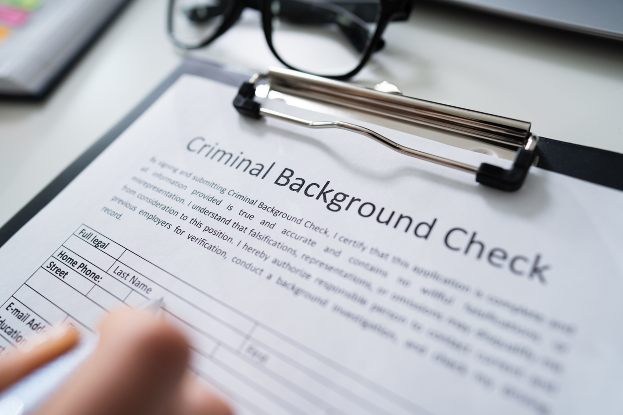 Paperwork for a criminal background check